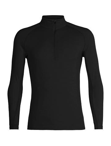 Men's Icebreaker BodyfitZone™ Merino 200 Zone Thermal Long Sleeve Half Zip Top Base Layers Black | CA 1610KORI